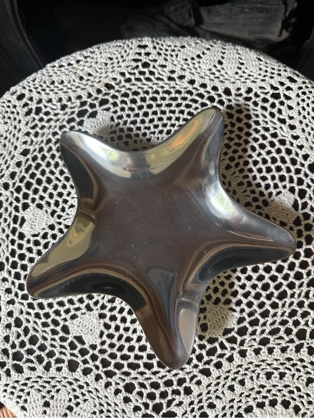 Vintage Cast Aluminum Starfish Trinket Dish Catch All - Silver Tone